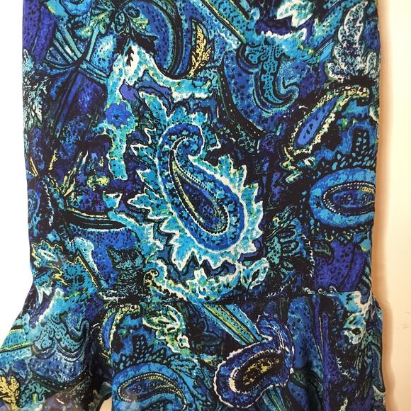 Chico's Design Paisley Skirt Flounce Hem Midi Rayon - Picture 6 of 10